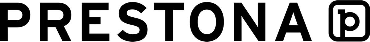 Logotyp „prestona" w czarnej kolorystyce na przezroczystym tle.