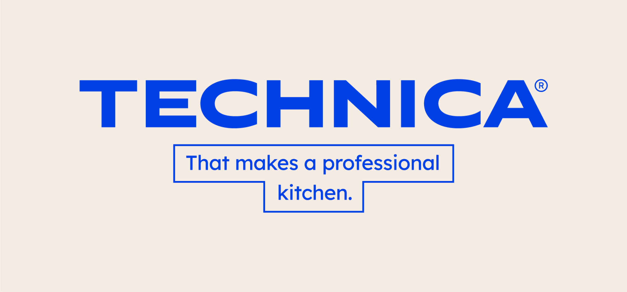 Logo marki Technica z hasłem „That makes a professional kitchen”, identyfikacja wizualna firmy z branży wyposażenia gastronomii.